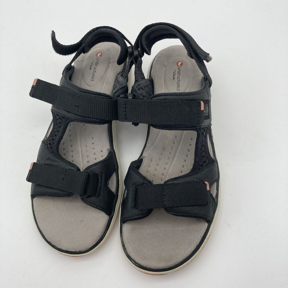 Clarks Unstructured Sports Sandals Step Black Nubuck Memory Foam Size 9